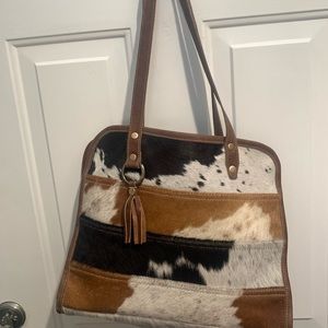 Myra tote/bag faux cowhide and leather